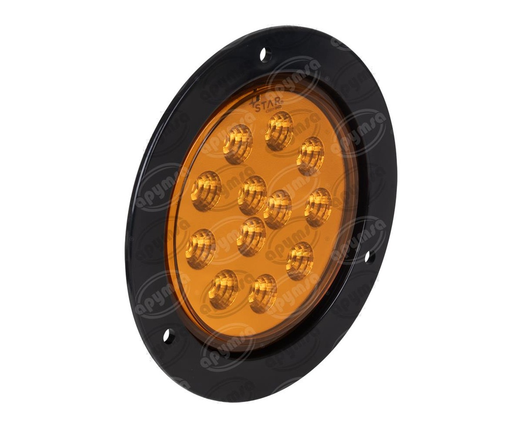 PLAFON LEDS AMBAR TRASERO 4" 12 LEDS 10-30V 110MM ATORNILLABLE 4" QBH STAR 1780025