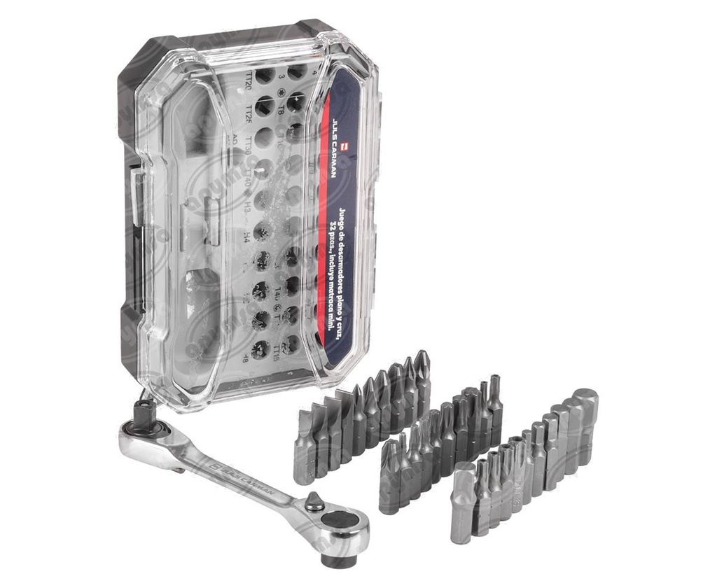 KIT DE HERRAMIENTA RATCHET + DESARMADORES PLANO Y CRUZ DE 32 PZ  JULS CARMAN W021182WE