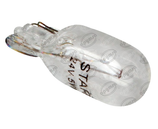 [GT1978050] BOMBILLA INCANDESCENTE 158  T10 TRANSPARENTE 24V 5W 1 POLOS 1PZ TIPO PELLIZCO STAR 158 24V