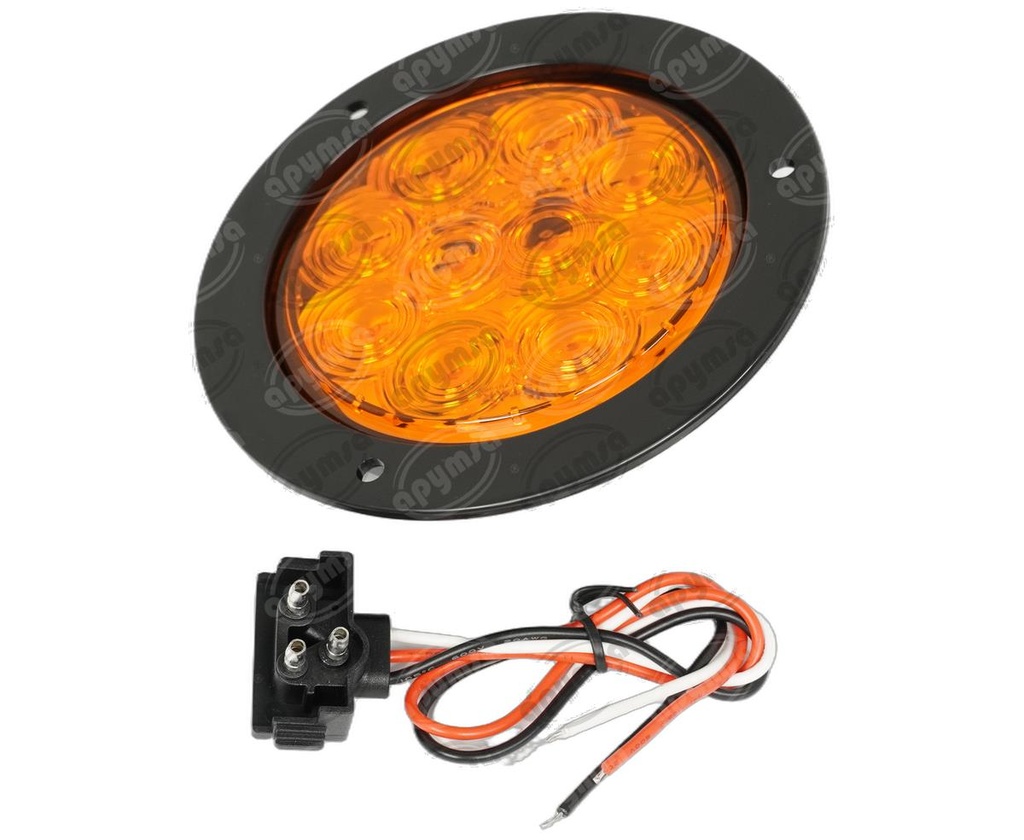 PLAFON LEDS AMBAR TRASERO 4" 10 LEDS 10/30V 1PZ SELLADO UNIVERSAL ATORNILLABLE QBH STAR 8002A
